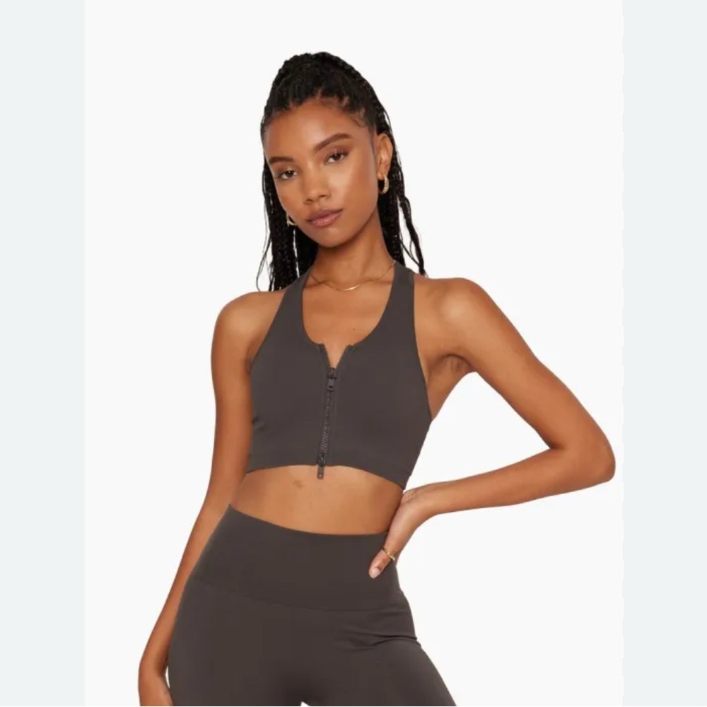 SET Active Charcoal Zip-Front Sports Bra